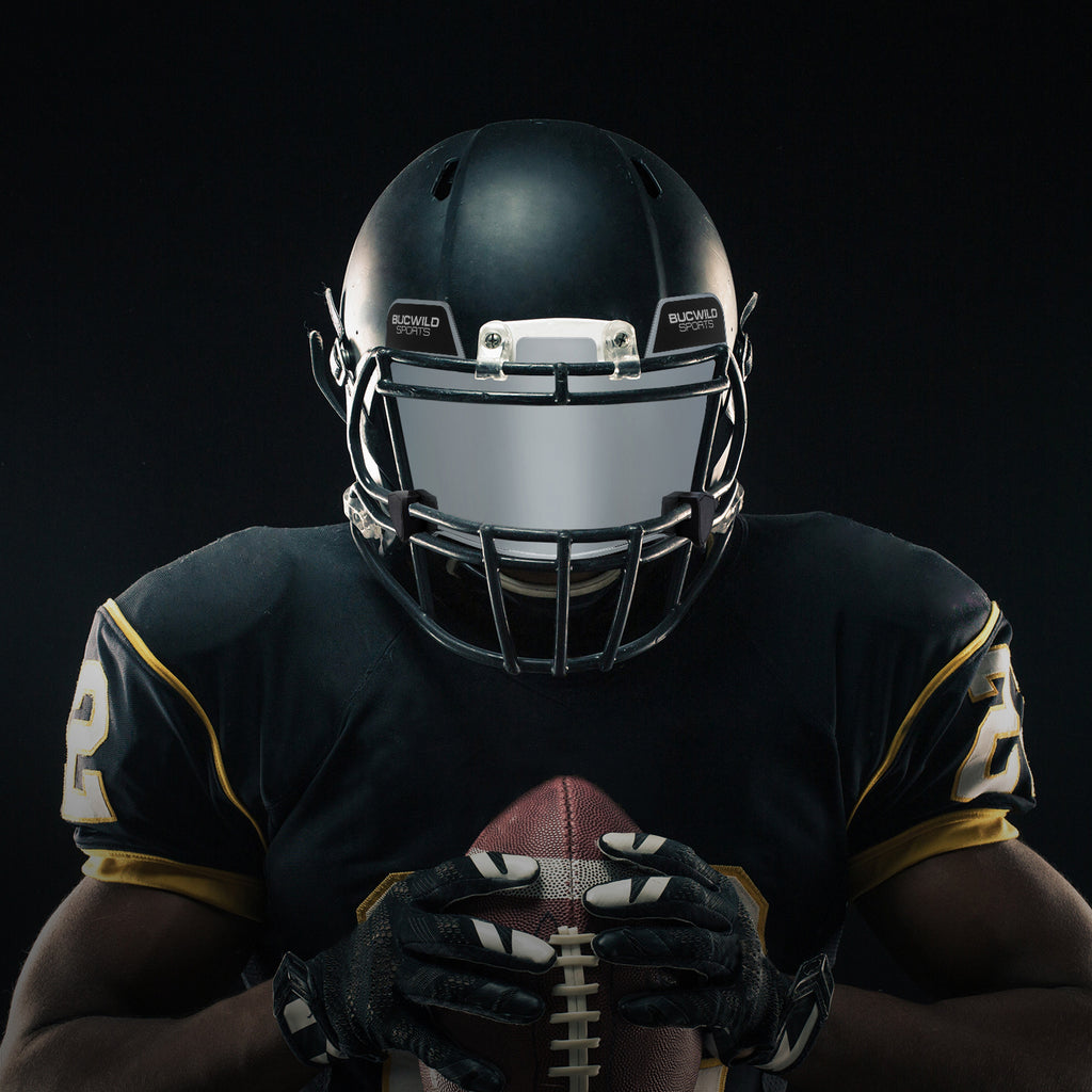 dark visor football helmet Tinted Football Visor for Helmet Facemask Boys & Mens Sizes – Bucwild Sports