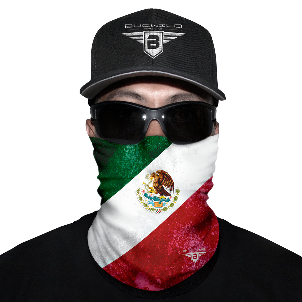 Mexico Flag Skull Neck Gaiter – Multi-Purpose Scarf, Bandana, Face Cover, One Size
