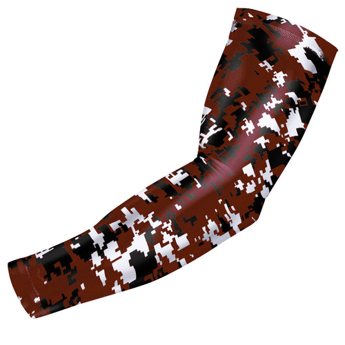 Maroon Digital Camo Compression Arm Sleeve