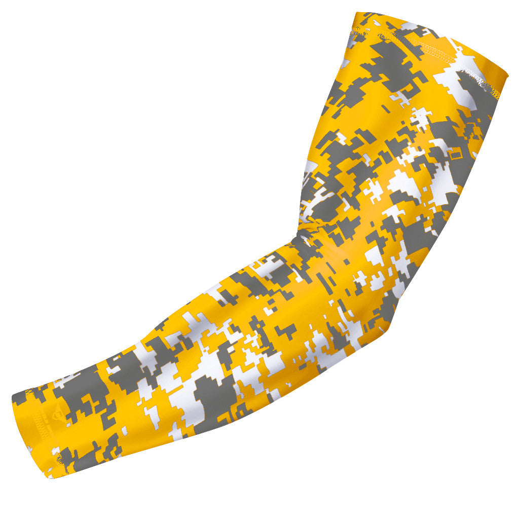Yellow - Gray Digital Camo Compression Arm Sleeve