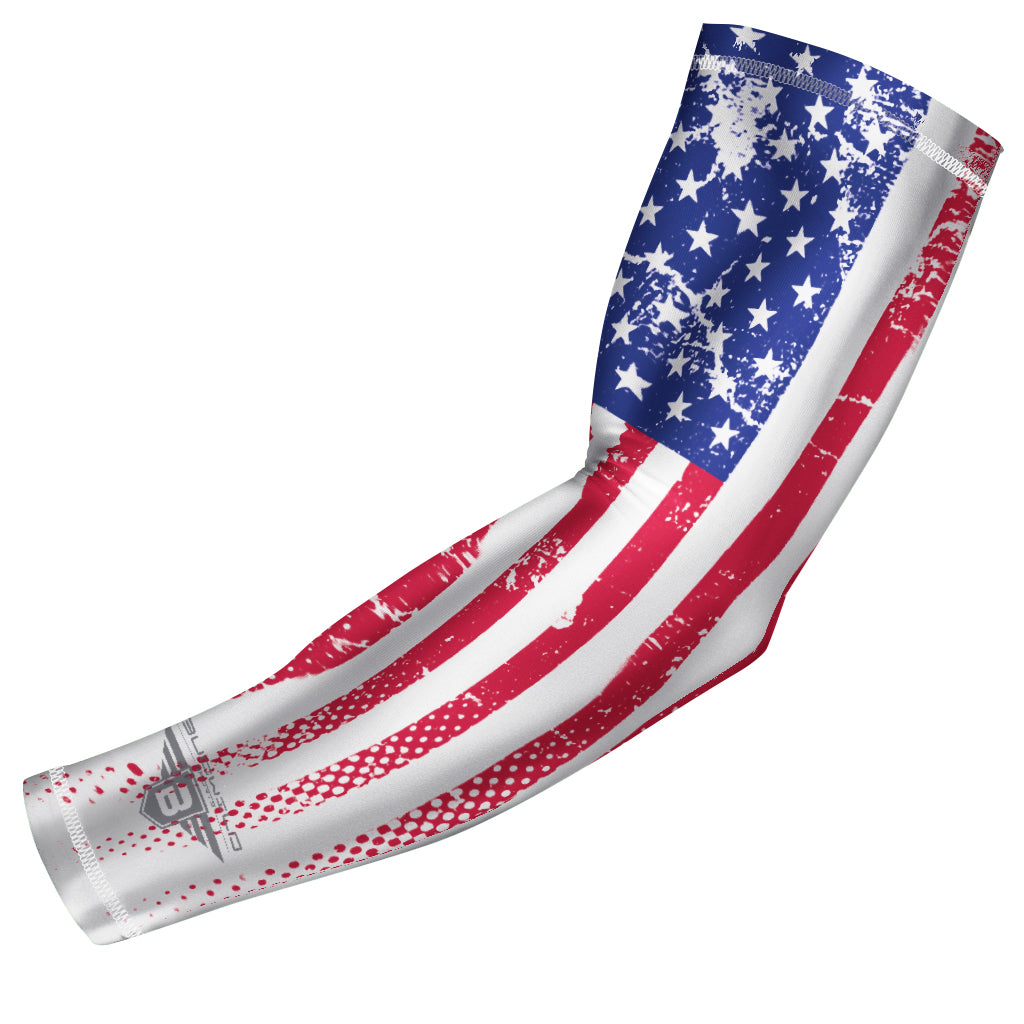 Bucwild Sports USA Flag Compression Arm Sleeve - Weathered