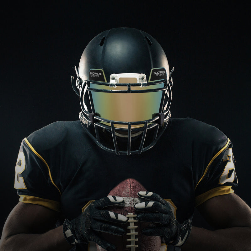 black and gold helmet football Gold Football Visor For Helmet Facemask Boys & Men Sizes – Bucwild Sports