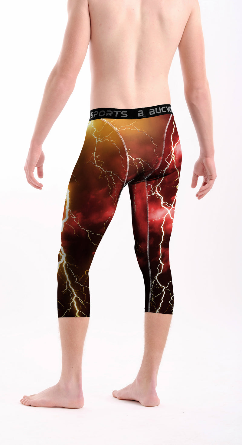 3/4 Compression Pants/Tights - Red Lightning
