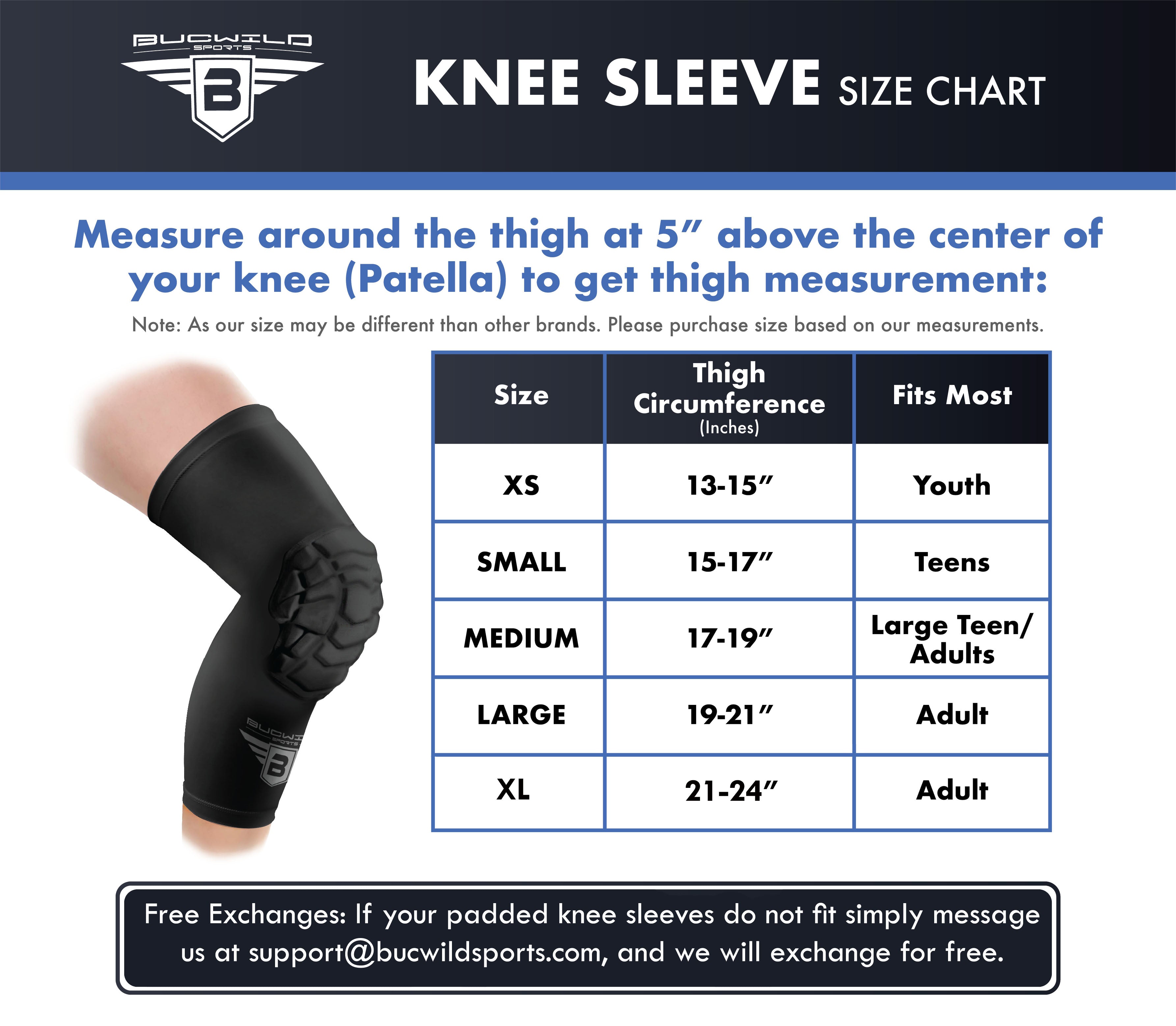 Compression Padding Compression Padded Knee Sleeves for Athletes Youth & Adult Sizes ...
