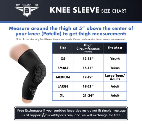 Compression Padded Knee Sleeves for Athletes Youth & Adult Sizes