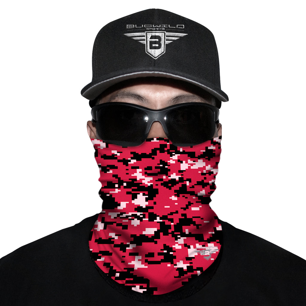Red Gaiter Mask Red Camo Neck Gaiter Face Mask Youth & Adults Baseball Football ...