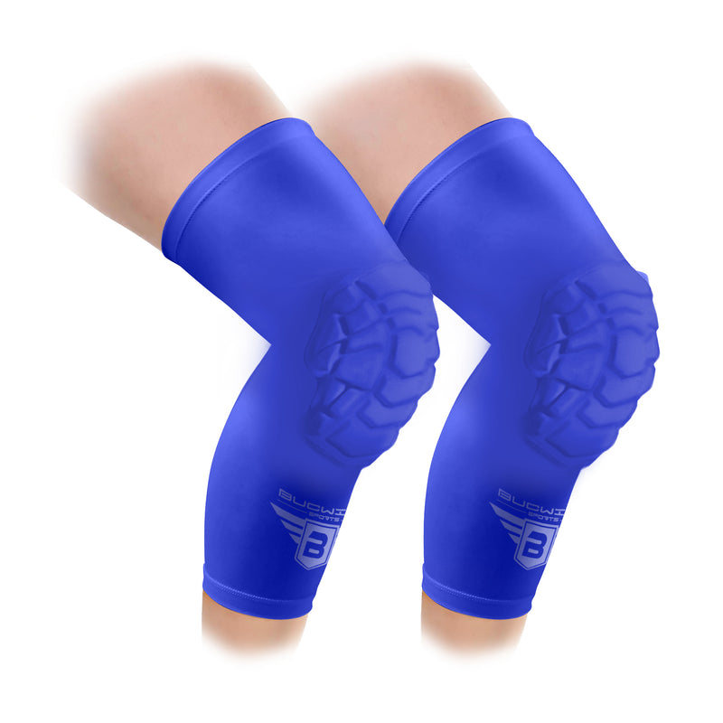 Compression Knee Pads - Padded Leg Sleeves (1 Pair) - Royal Blue