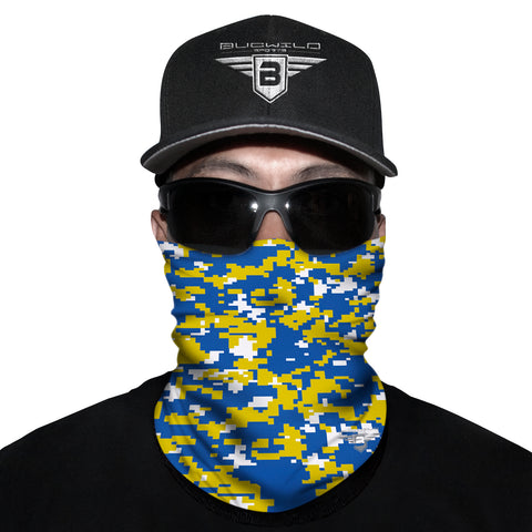 Yellow Blue Camo Neck Gaiter Face Mask