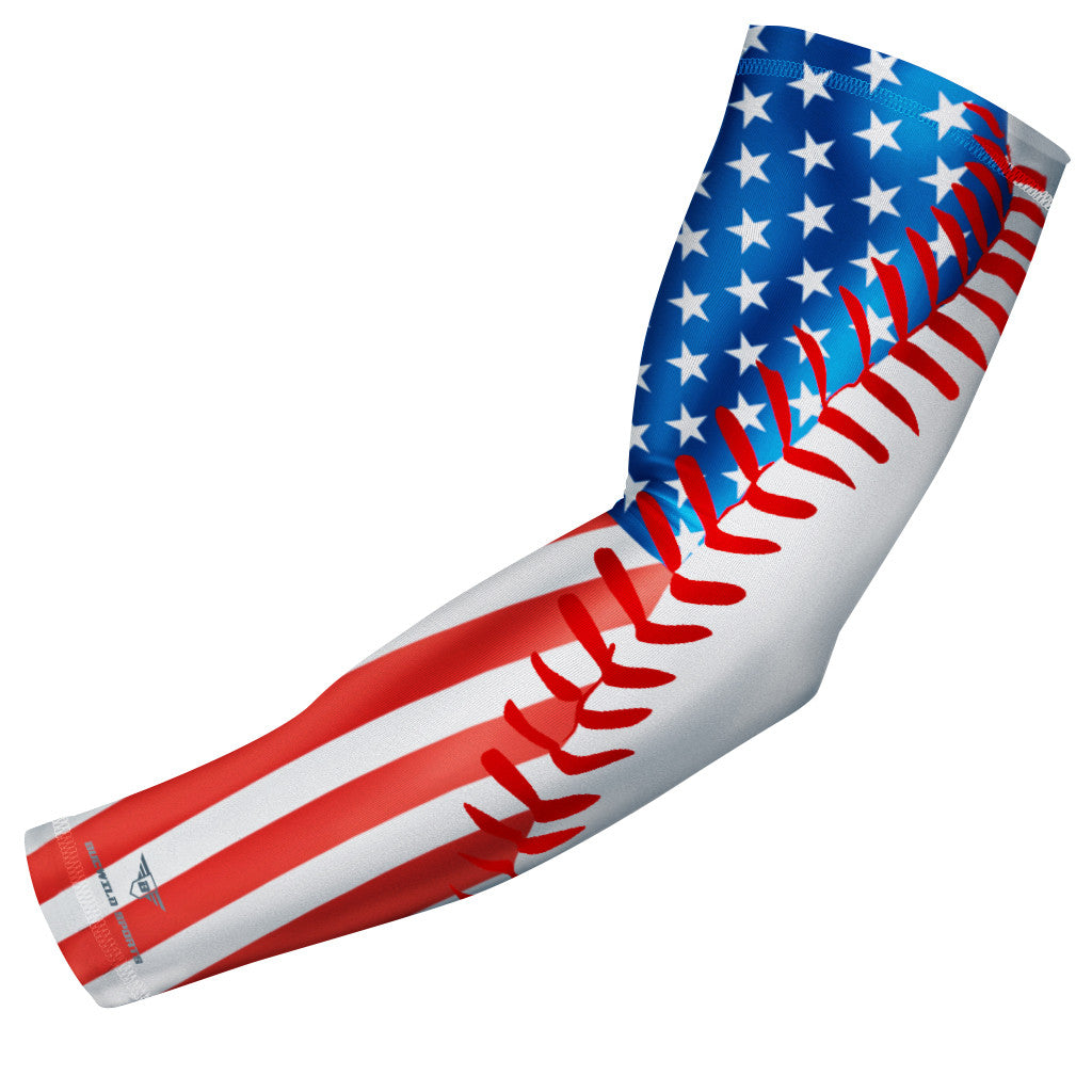 USA Flag Baseball Stitch Compression Arm Sleeve