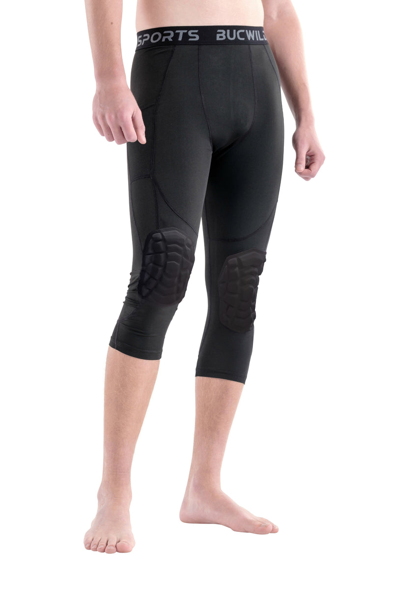 Buy Youth Boys 3/4 Compression Pants with Knee Pads Cool Dry Basketball  Tights Sports Capri Leggings Online at desertcartINDIA