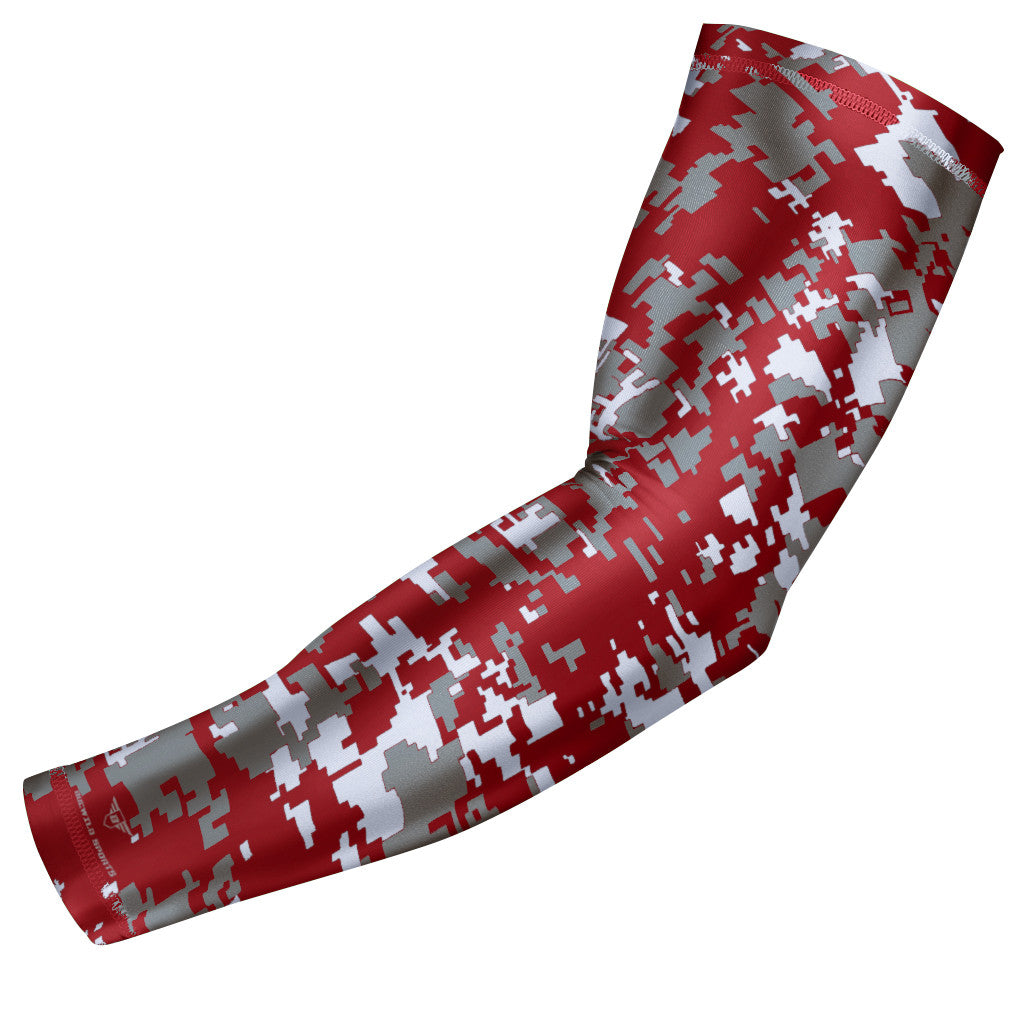 Maroon - Gray Digital Camo Arm Sleeve