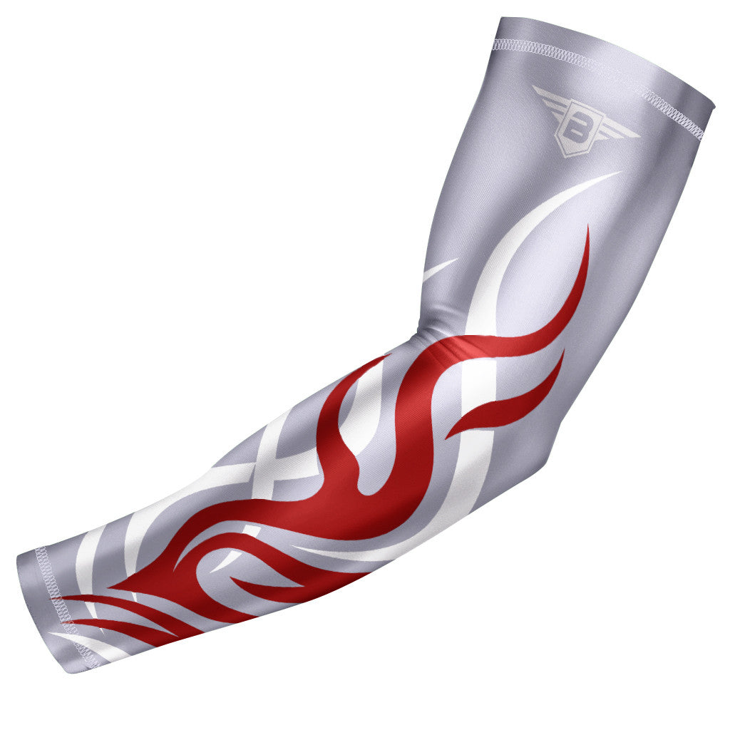 Gray - Maroon Flame Compression Arm Sleeve