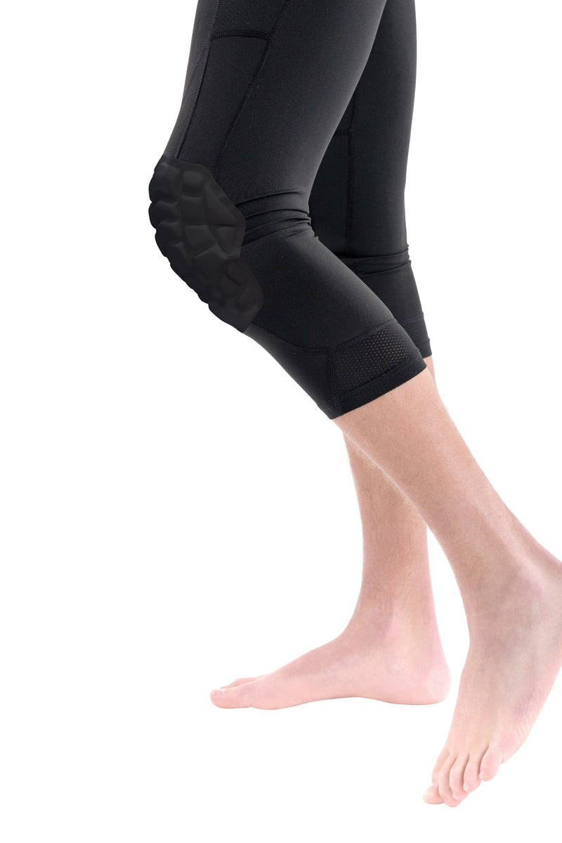 Durable Workout Leggings With Knee Pads Breathable Compression