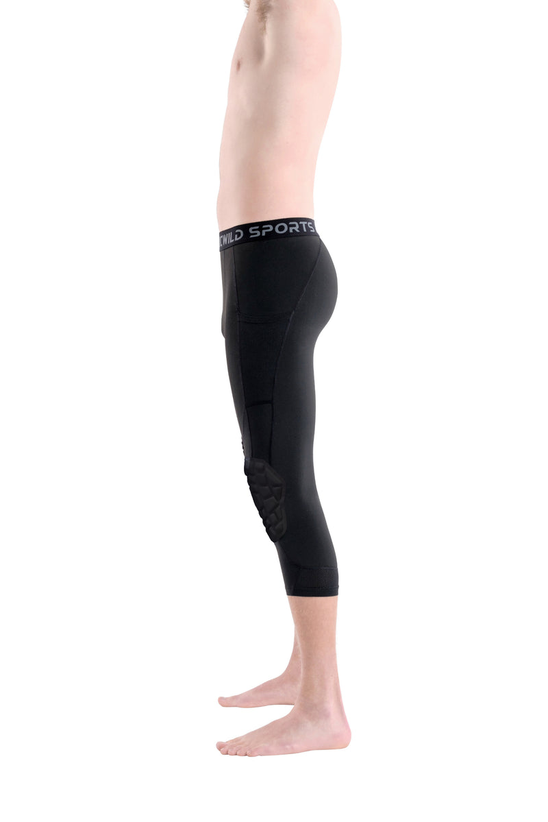 Basketball Leggings With Knee Pad For Men 3/4 Compression Trousers