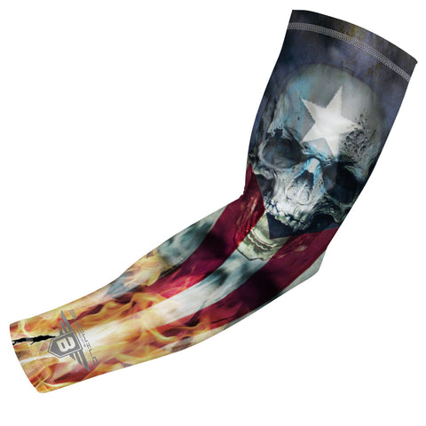 Bucwild Sports Puerto Rico Flag & Skull Compression Arm Sleeve