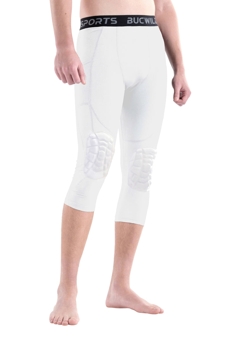 3/4 Compression Pants w/Knee Pads (White) - Main Image