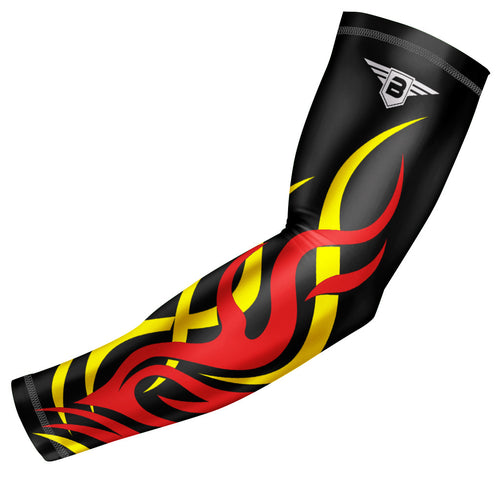 Black - Yellow Flame Compression Arm Sleeve